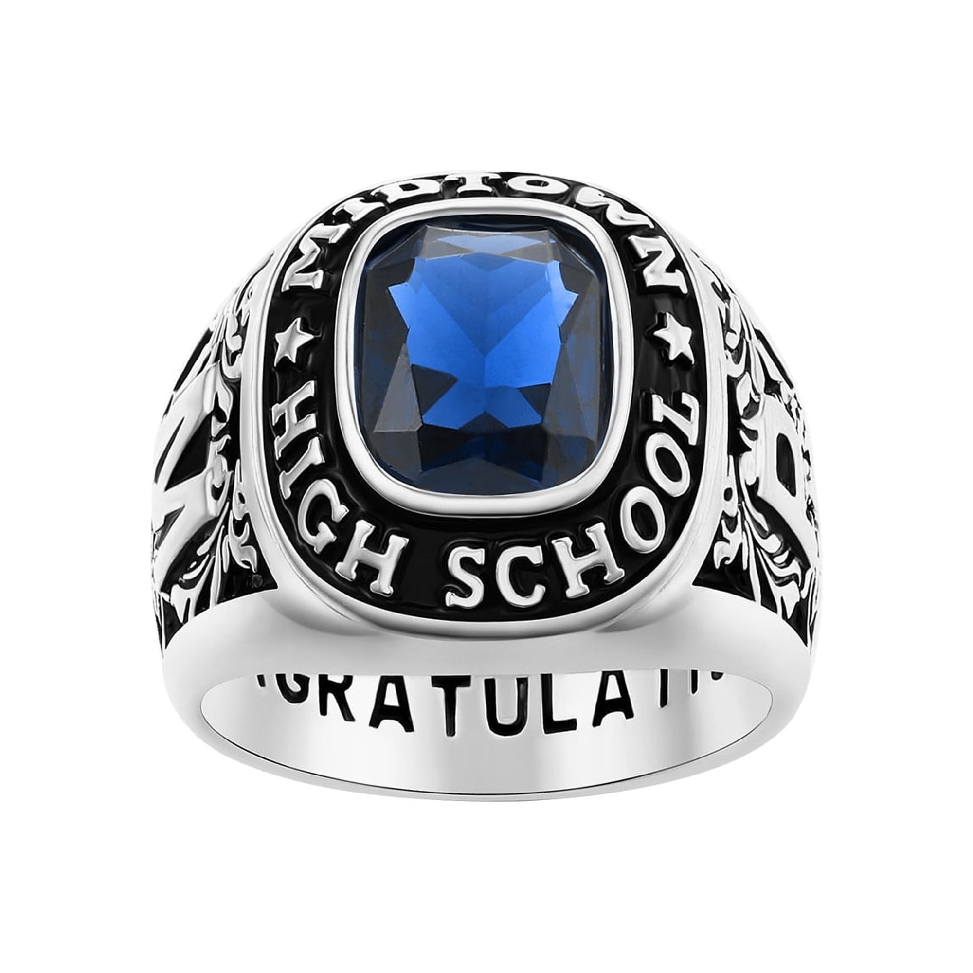Bhavani Gems CLASS RING Men's Celebrium Large Classic Class Ring , Personalized, High School or College