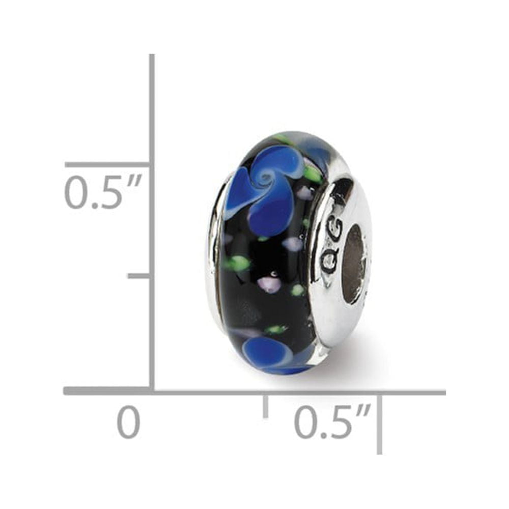 Sterling Silver Reflections Blue Murano Glass Bead Charm - Measures 13.64x7.27mm Wide