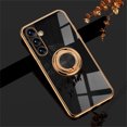 thumbnail image 1 of ELEHOLD for Samsung Galaxy A34 5G Slim Case Electroplating Frame Design All-inclusive Lens Protection Metal Ring Holder Stand Function Shockproof Lightweight Case for Galaxy A34 5G - Black, 1 of 9