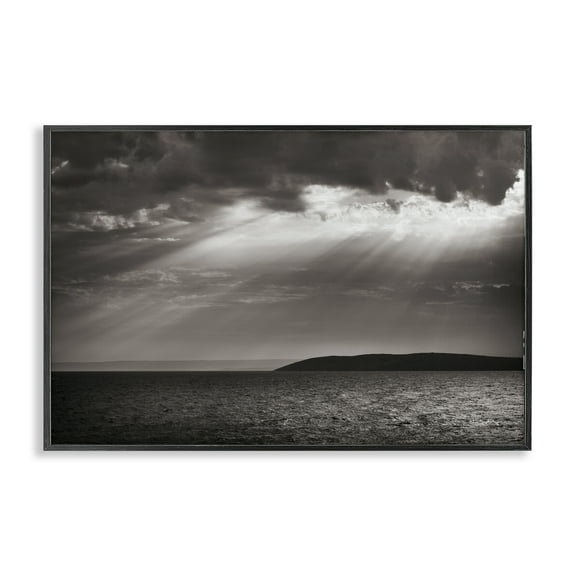 Stupell Industries Portugal Sea Cove Landscape & Nature Photography Black Framed Art Print Wall Art, 18 x 12