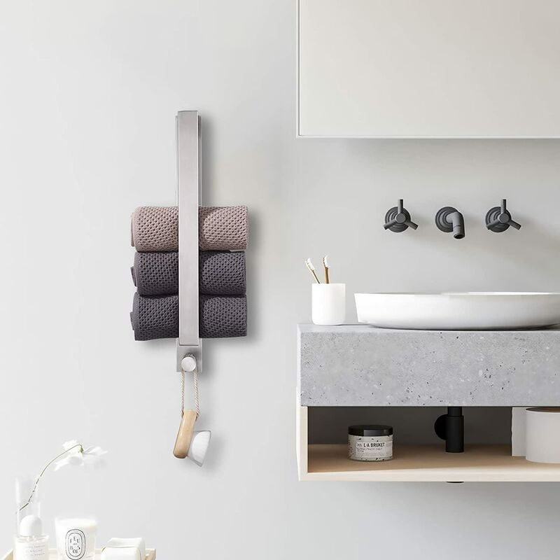 Gant De Toilette Noir TMISHION Porte-serviette Adhésif Porte-serviette Acier Inoxydable 304 Porte Serviette Murale Adhésive