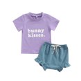 thumbnail image 1 of ITFABS Baby Girl 2PCS Set, Round Neck CasualC Tee Ruffle Hem Elastic Waist Shorts, 1 of 9