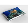 thumbnail image 2 of Ambesonne Turtle Pillow Sham 2 Pack, Cheloniidae Deep Ocean, 30"x20", Violet Blue Pale Brown, 2 of 3
