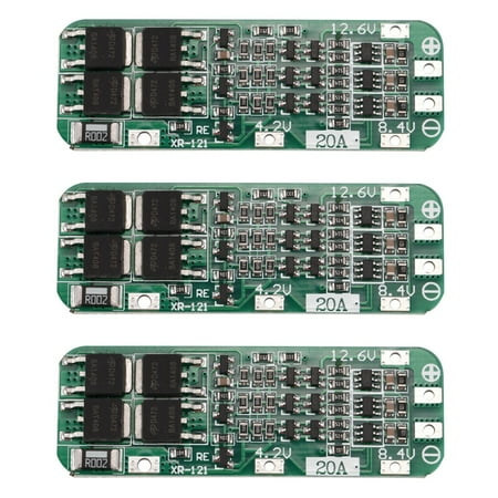 

3X 3S 20A - Lithium Battery 18650 Charger PCB BMS Protection Board 12.6V Cell 64X20X3.4mm Module S08