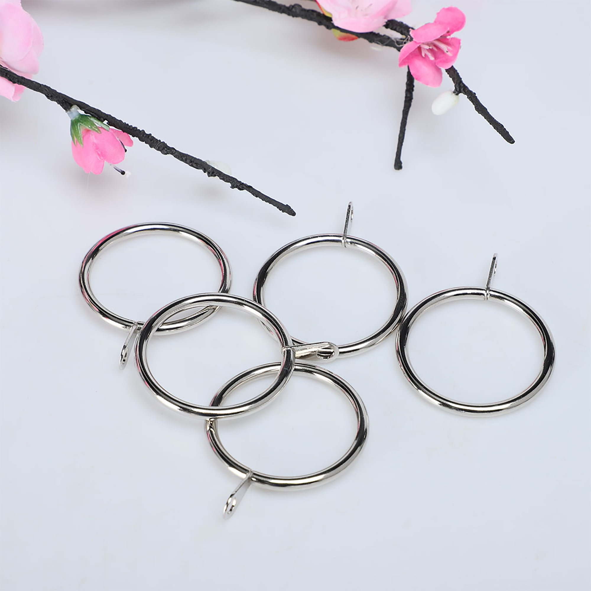 1.5" Rings for Curtain Rods with Eyelets, Plating Finish, Pack of 20, Silver Tone