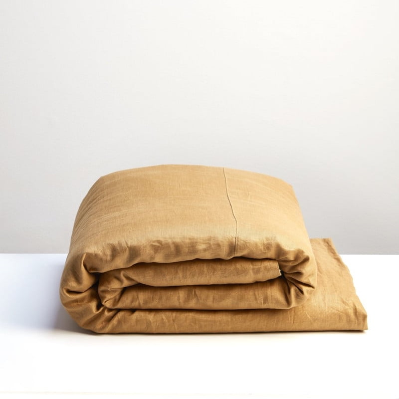 Pavish Export Yellow Mustard Linen Duvet Cover Set, Linen Bedding, Comforter Cover with Button, Mustard Bedding, Boho Bedding King