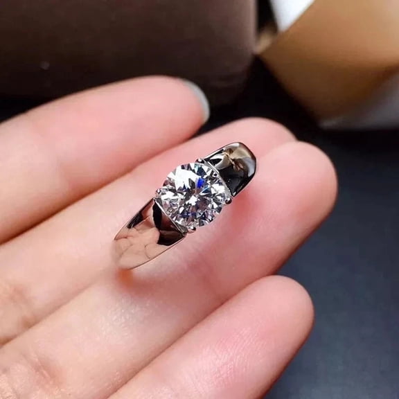 2.00Ct Real Moissanite Men's Engagement Ring 14k White Gold Plated Silver