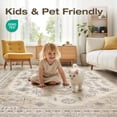 thumbnail image 6 of 8x10 Washable Area Rug  Large Rugs For Living Room Stain Resistant Non Slip Backing Soft Low Pile Vintage Carpet Bedroom Dining & Pet Friendly Home Decor - Beige, 6 of 7