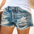 thumbnail image 4 of JJHGVB Ripped Denim Shorts Jean Shorts for Women High Waisted Stretchy Casual Denim Shorts Ripped Summer Trendy Jorts Womens Shorts Casual Z4-Blue XL, 4 of 5