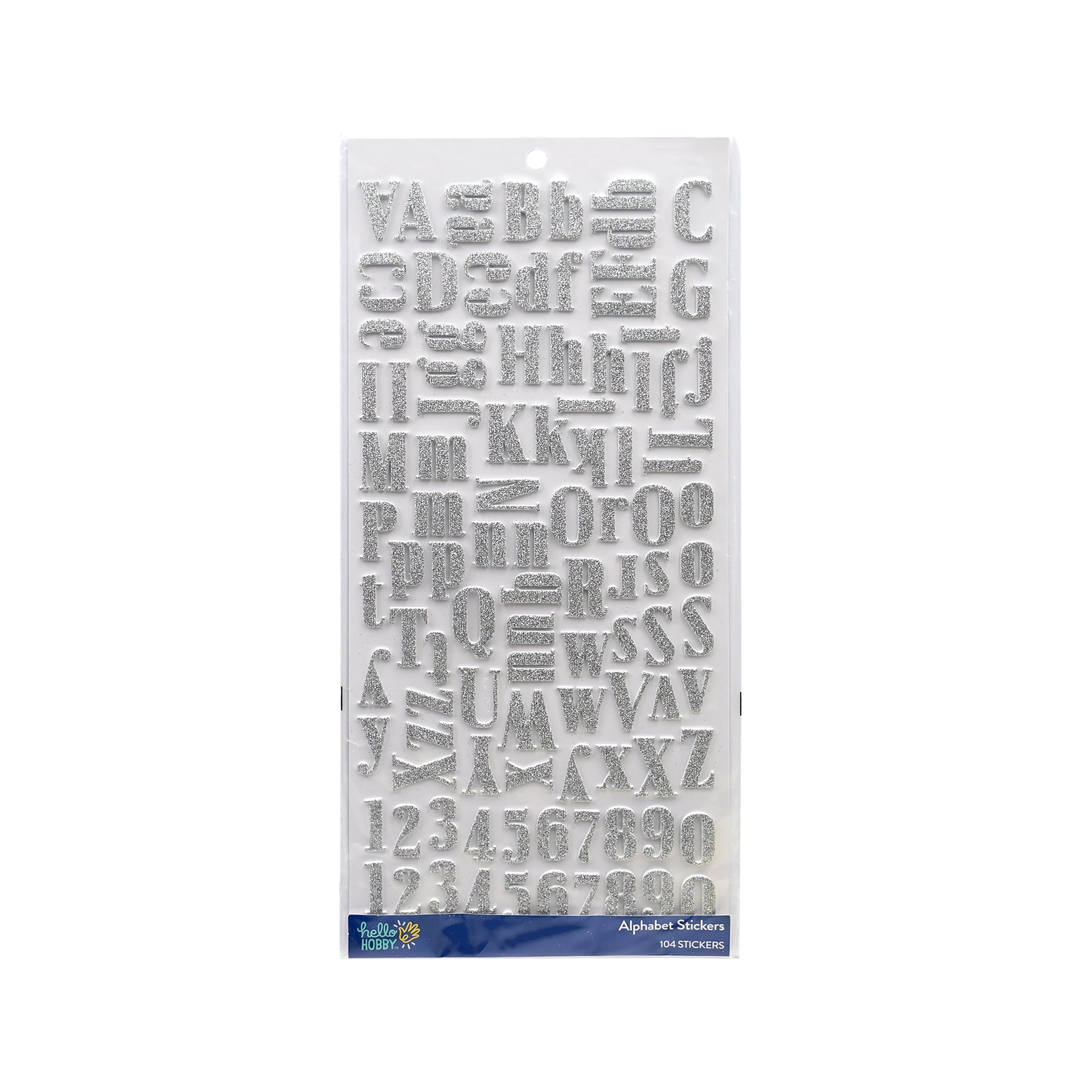 Hello Hobby Silver Glitter Foam Alphabet Stickers, 104 Count