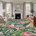 thumbnail image 2 of Pink Flamingo Large Area Rugs 6x9 ft Country Tropical Animal Green Monstera Leaf Plant Farm Washable Rug Non Slip Indoor Carpet Absorbent Floor Mat for Living Room Bedroom Dining Room, 2 of 9