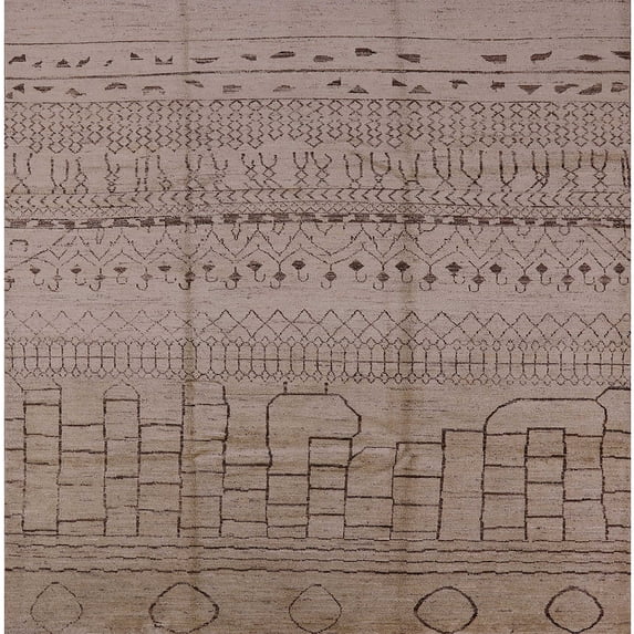 Ahgly Company Machine Washable Indoor Square Industrial Modern Rosy Pink Area Rugs, 8' Square