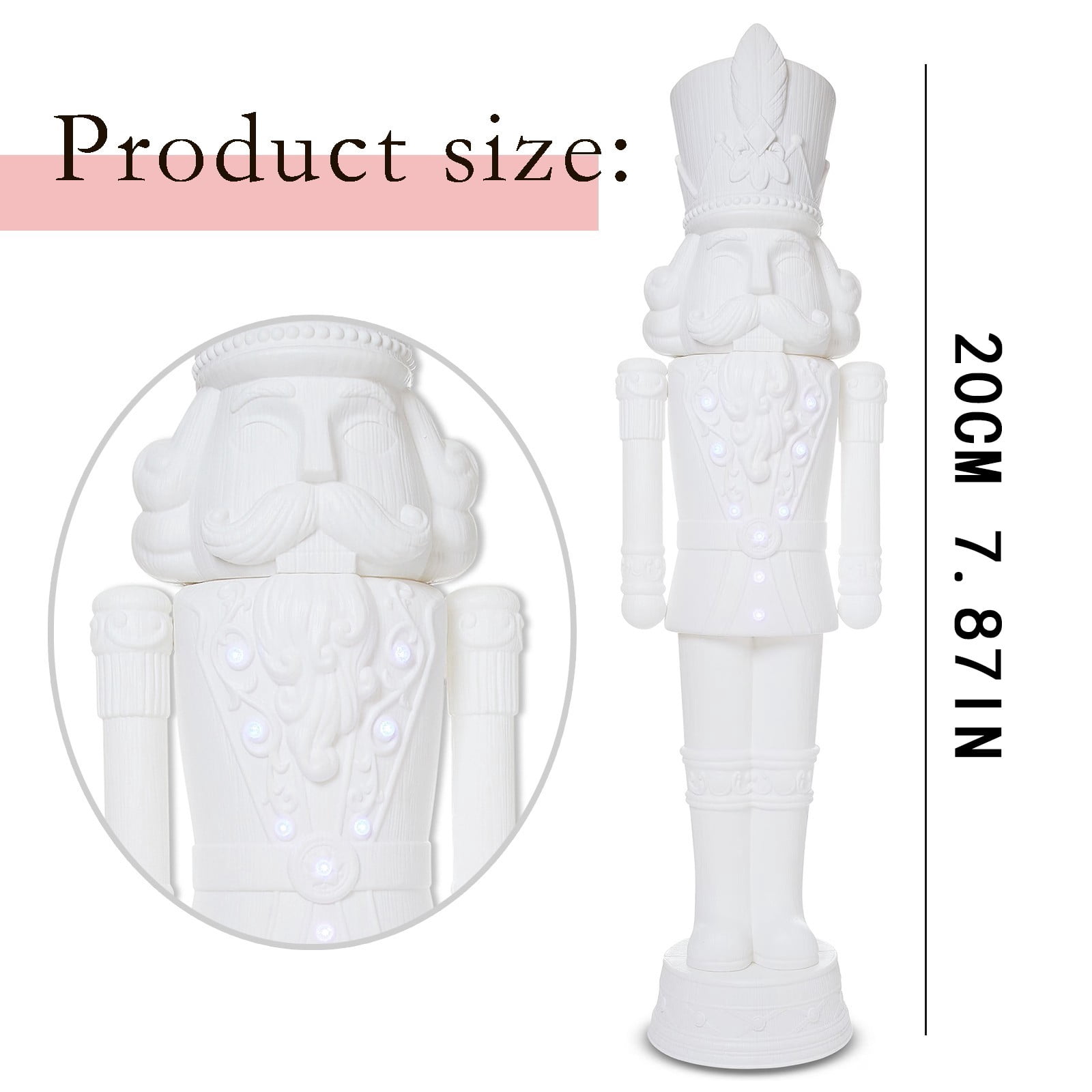 7.87”White Nutcracker Christmas Decoration,Paint it Yourself Light-Up Animated Blow Mold Nutcracker Decoration