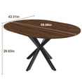 thumbnail image 5 of Ciphrias Round Extendable Dining Table 42-58 Inch Walnut MDF Wood Veneer Carbon Steel X Base Seats 4-6 Dining Room, 5 of 8