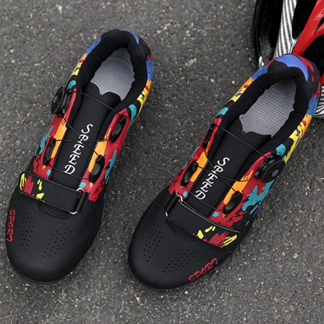 Transpirable Mujer hombres carretera bicicleta zapatos de Nylon bicicleta ciclismo Sneaker para SPD/SPD-SL sistema baja-corte ajustable hebilla encaje Negro 45 Soledad Zapatillas de bicicleta de carretera para hombre