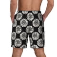thumbnail image 3 of Kdxio White Sunflowers Print Men's Swim Trunks with Compression Liner 7 Inch Inseam Quick Dry Swim Shorts, 3 of 7
