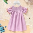 thumbnail image 4 of Zehjuhan Baby Girl's Adorable Party Dress with Pumpkin Embroidery & Bow Ruffle Sleeve Holiday Outfit Purple，3-6M, 4 of 10