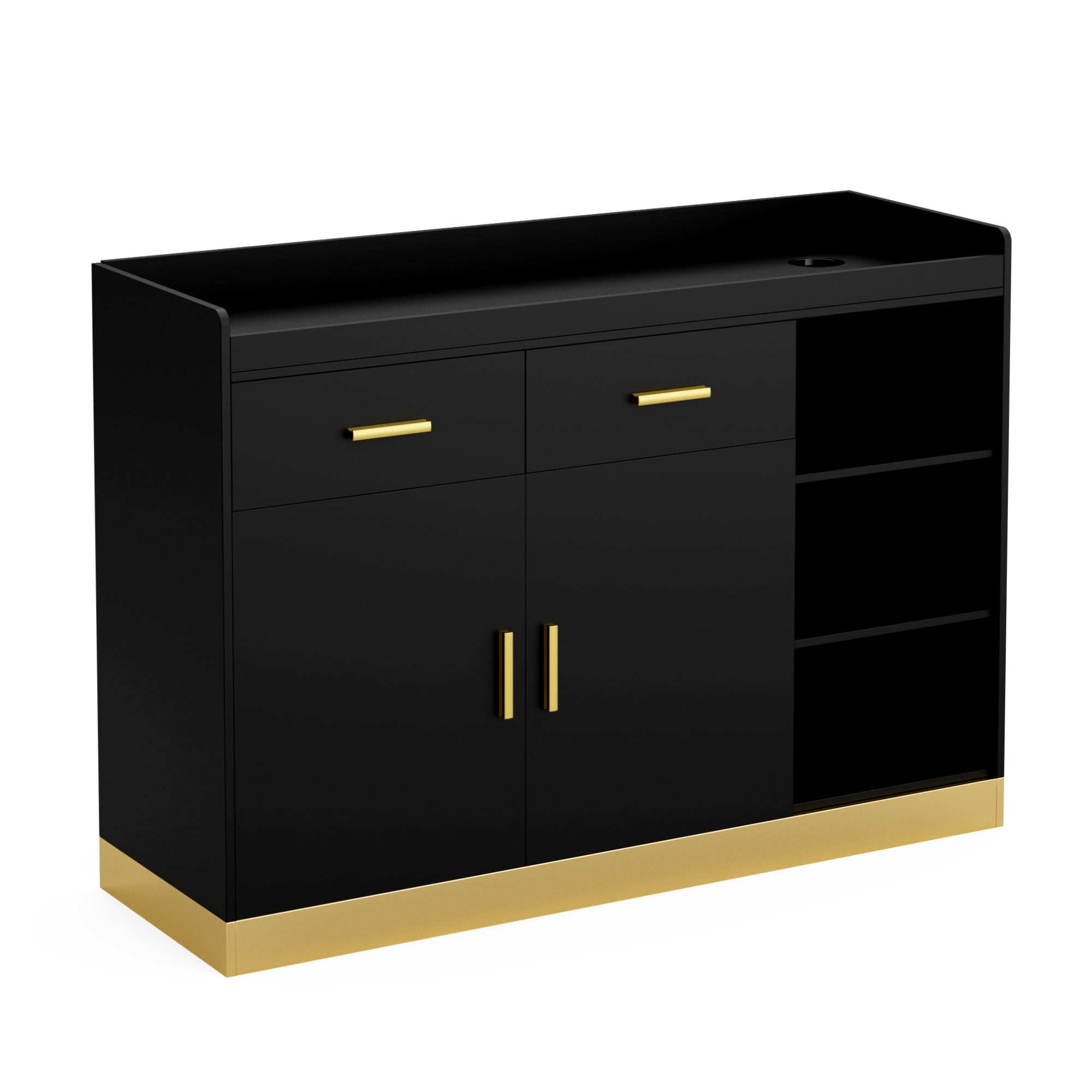 Advwin Freestanding Salon Station Storage Cabinet, Baber Station with Adjustable Shelves & Hair Dryer Holders, Hair Styling Station Beauty Salon Spa Equipment