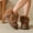 Khaki, variant on Women Platform Mid Calf Snow Boots Faux Fur Fold Over Collar Double Buckle Warm Winter Booties Coffee 9