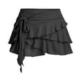 thumbnail image 3 of Yiulangde Women's Flowy Mini Skirt Ruffle Fairy Layered Pleated Floral Striped Gingham Stretchy Waist Short Skirt Casual Summer, 3 of 3