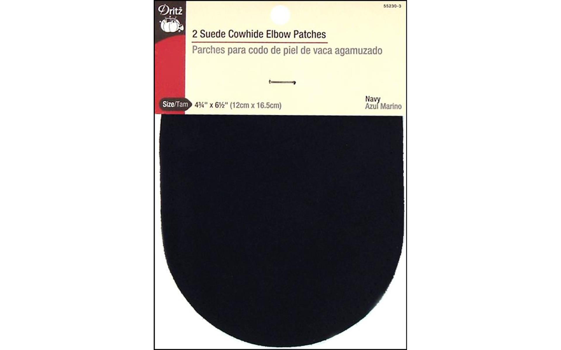 Black Two Large Sew-On Natural Suede Elbow Patches 4.75 in x 6.5 in 