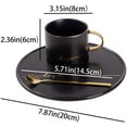 thumbnail image 6 of TJ Gobal Porcelain Coffee Mug, Tea Cup with Saucer and Golden Spoon with Gold Scripted Love and Trim for Espresso, Hot Chocolate, Cappuccino, and Latte, 8 Oz. Black, 6 of 7