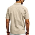 thumbnail image 7 of Men's Linen Short Sleeve Button Down Shirt, Casual Lapel Collar Double Chest Pockets Summer Beach Work Shirts for Men, S-3XL, 7 of 7