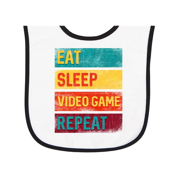 Inktastic Eat Sleep Video Game Repeat Baby Terry Cloth Bib