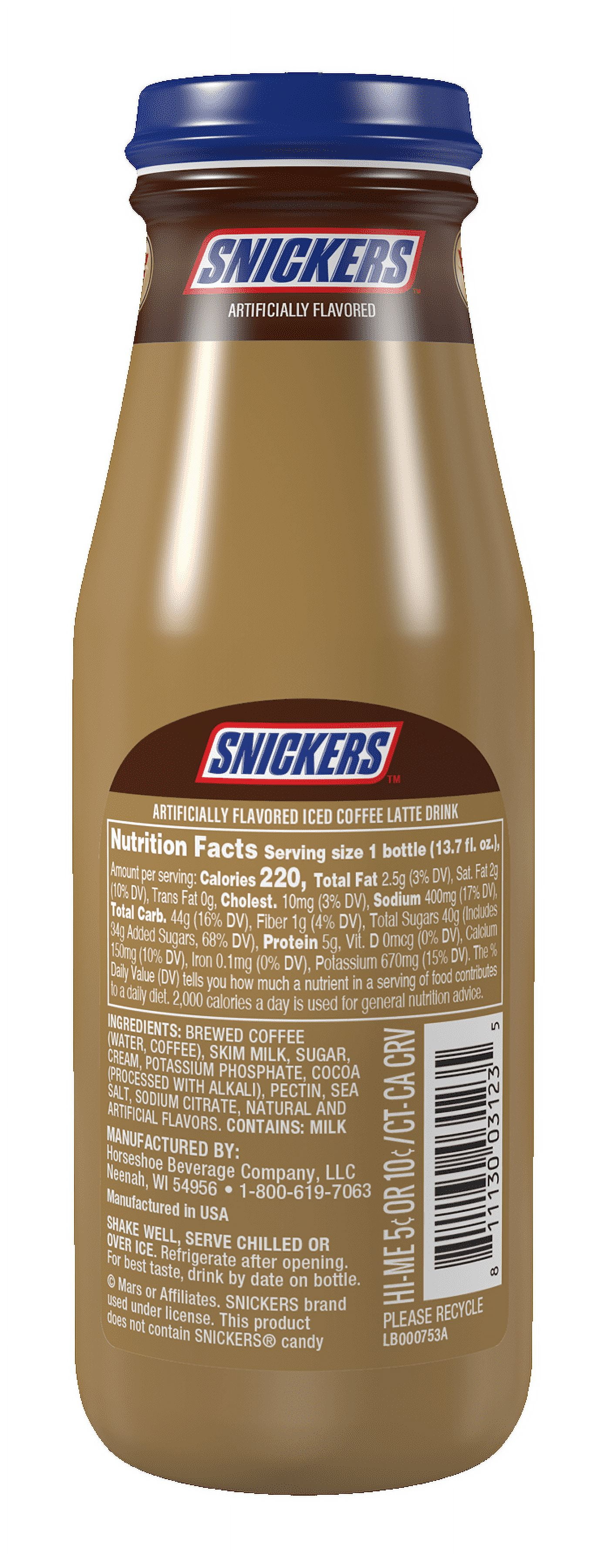 Victor Allen's Snickers Iced Coffee Latte, Cow Milk Ready to Drink, 13.7 oz Bottles