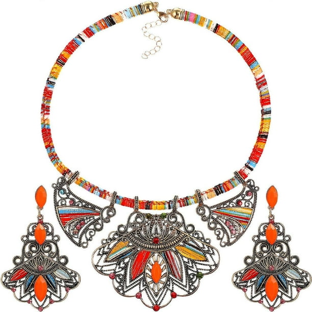 1 Set of Fashion Jewelry Set Bib Necklace and Earrings National Style Bohemian Jewelry (Random Pattern)