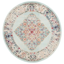 SAFAVIEH Monaco Alfreda Oriental Area Rug, Ivory/Turquoise, 6'7" x 6'7" Round