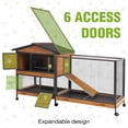 thumbnail image 5 of Aivituvin Large Wooden 2-Story Rabbit Hutch for 2-4 Bunnies – Heavy Duty Metal-Framed Rabbit Cage with 6 Smooth-Rolling Wheels, 3 Easy-Clean Pull-Out Trays & 6 Access Doors, Indoor Outdoor (Brown), 5 of 10