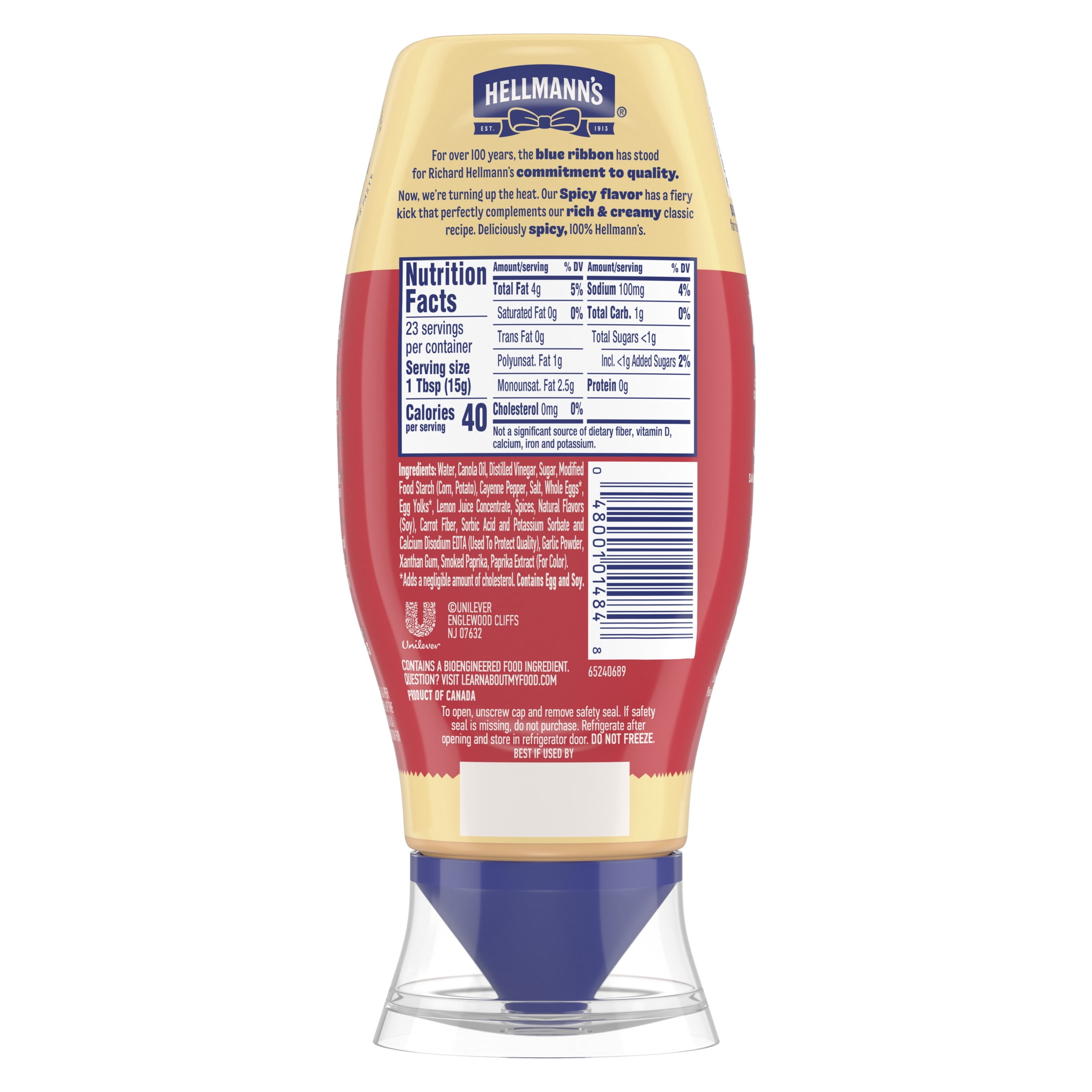 (3 pack) Hellmann's Spicy Chili Pepper Mayonnaise, Dressing Condiments, 11.5 fl oz Squeeze Bottle