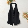 thumbnail image 5 of tasrioml Women's Halter V Neck Suit Vest Button Down Backless Blazer Waistcoat Sleeveless Crop Tank Top Vintage Dressy Vest, 5 of 7