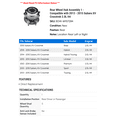thumbnail image 2 of Rear Wheel Hub Assembly 1 - Compatible with 2013 - 2015 Subaru XV Crosstrek 2.0L H4 2014, 2 of 2