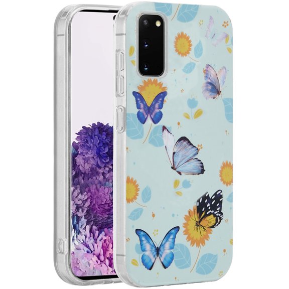 For Samsung Galaxy S20 Plus Case, Fashion Layer Design Slim IMD TPU Protective, Shockproof Hybrid Stylish Durable Hard PC Phone Cover (Mystic Butterflies)