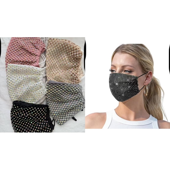 Set of 3PC x winter Rhinestone Face Mask for Women Masquerade Glitter Bling Face