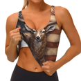 thumbnail image 3 of Balery Deer American Flag Wall Pattern Racerback Sports Bras for Women - Padded Seamless High Impact Support for Yoga Gym Workout Fitness-XX-Large, 3 of 8