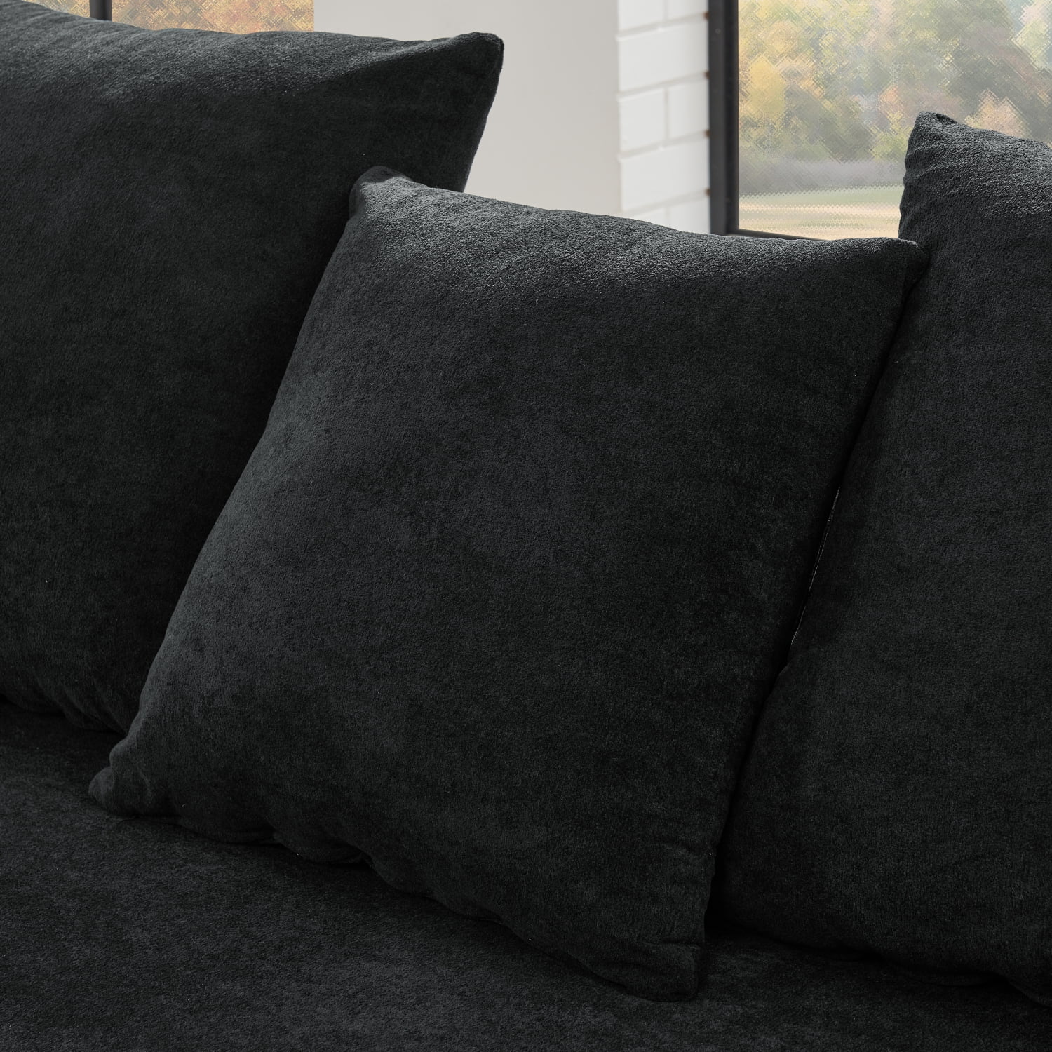 Modern L-Shape Sectional Sofa Couch for Living Room,110.25" Velvet Deep Seating Upholstered Sofa,Free Combination Sofa,Black