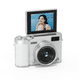 thumbnail image 1 of Cámara Selfie Pantalla Abatible 2.4" Blanca, 1080P 48MP con Flash y Filtros, Portátil con Tarjeta 128GB, 1 of 10