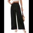 thumbnail image 1 of Pantalones de Mujer con Cintura Elástica Fruncida, Pierna Recta, Tiro Alto y Largos. Negro XL, 1 of 8