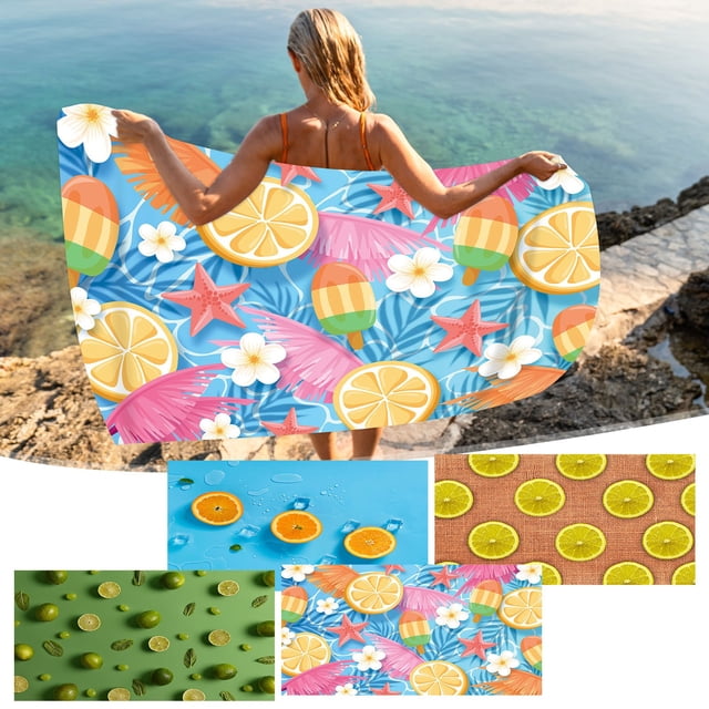 Fiudx Toalla de Playa de Microfibra, Ligera, Antiarena, de Secado Rápido, Ideal para Viajes, Ideal para La Piscina, 76 X 152 Cm