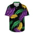 thumbnail image 2 of BLTIBY Mardi Gras Shirts for Men Button Up Short Sleeve Lapel Carnival Printed Blouse Fashion Lightweight Casual Tops Black XXL, 2 of 4