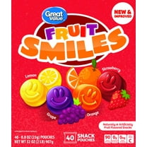 Great Value Fruit Smiles Snacks, Original Flavors, 40 Count