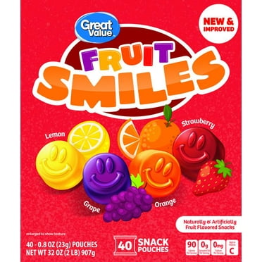 Great Value Fruit Smiles Snacks, Original Flavors, 40 Count
