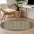 thumbnail image 4 of Round Rug 4Ft Washable Non-Slip, Boho Floral Circle Area Rugs for Living Room Bedroom, Vintage Flowers Abstract Art Ethic Tribe Indoor Floor Mats Carpet Runner for Home Decor Aesthetic, 4 of 8