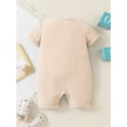 thumbnail image 4 of Elippeo Baby Summer Short Sleeve Romper 1 3 6 9 12 18 Months Solid Color Front Button Newborn Jumpsuit for Toddler Boy Girls Cute Clothes, 4 of 7