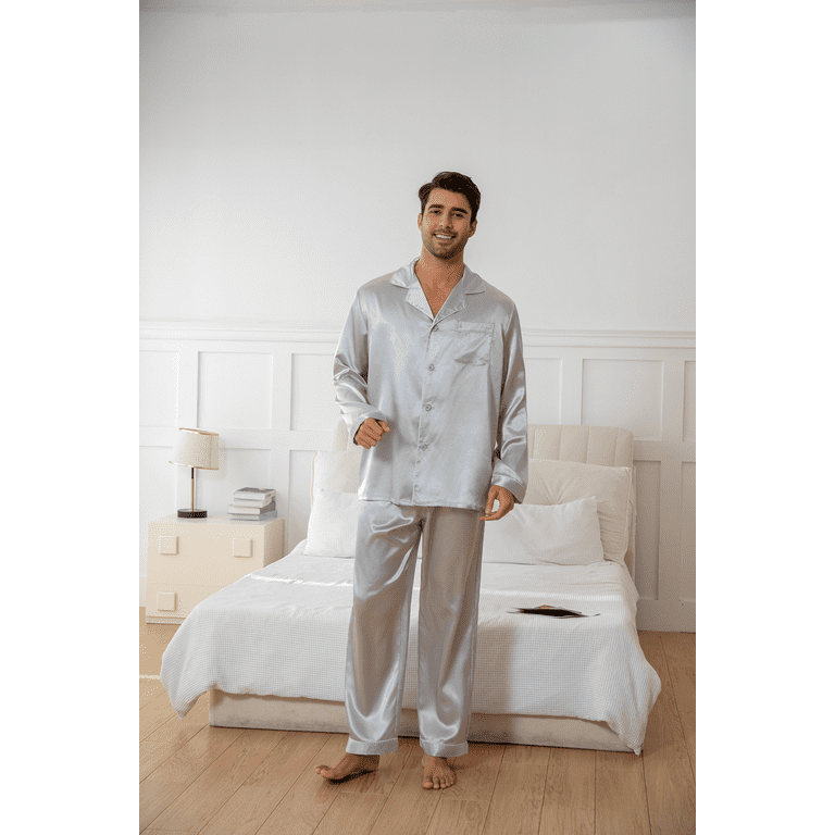 Onimisc Men's Satin Long Sleeve Pajama Set photo 3