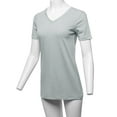 thumbnail image 5 of A2Y Women's Basic Solid Premium Cotton Short Sleeve V-neck T Shirt Tee Tops Light Grey 3XL, 5 of 6