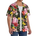 thumbnail image 3 of Disketp Men's Hawaiian Cute Pigs Sunflower Print Shirts Button Down Holiday Beach Shirts-Small, 3 of 5